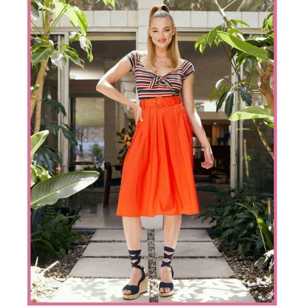 MODCLOTH X BARBIE vintage style tomato red skirt with belt size 16. Never worn!